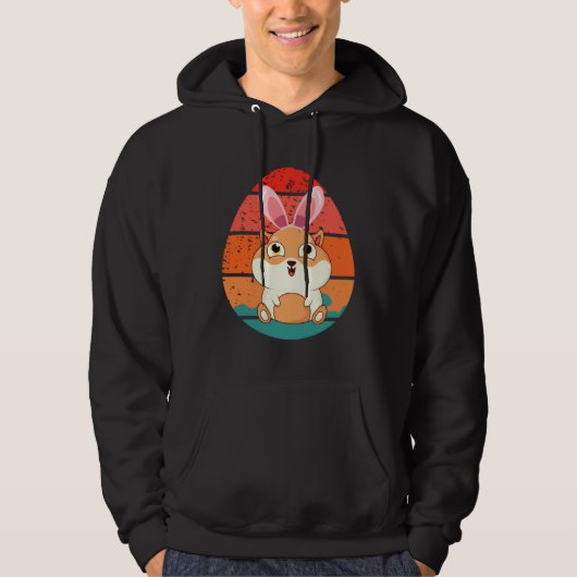 Guinea Pig Bunny Happy Easter Eggs Retro Men Women Hoodie (Voorkant)