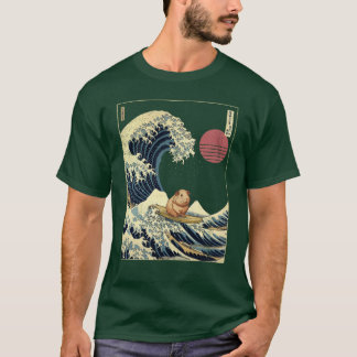 Guinea Pig Kanagawa Japanese Surfing Wave retro T-shirt
