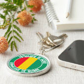Guinea Round Emblem Sleutelhanger (Zijkant)