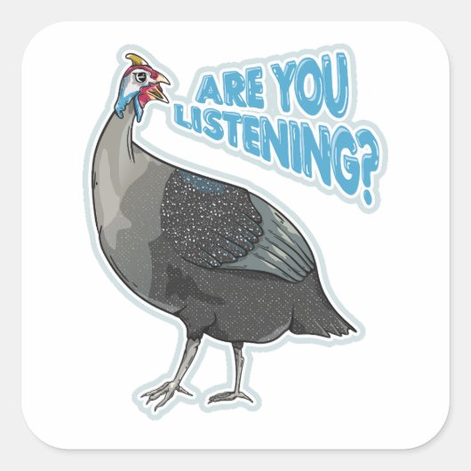 Guineafowl Funny loud bird cartoon Vierkante Sticker (Voorkant)