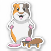 Guinee als Skater met skateboard Sticker (Voorkant)