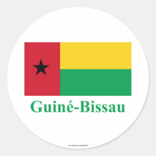 Guinee-Bissau Vlag met naam in het Portugees Ronde Sticker