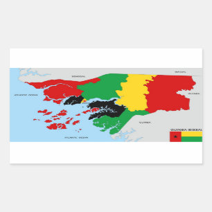 guinee - bissau - vlag op politieke kaart rechthoekige sticker