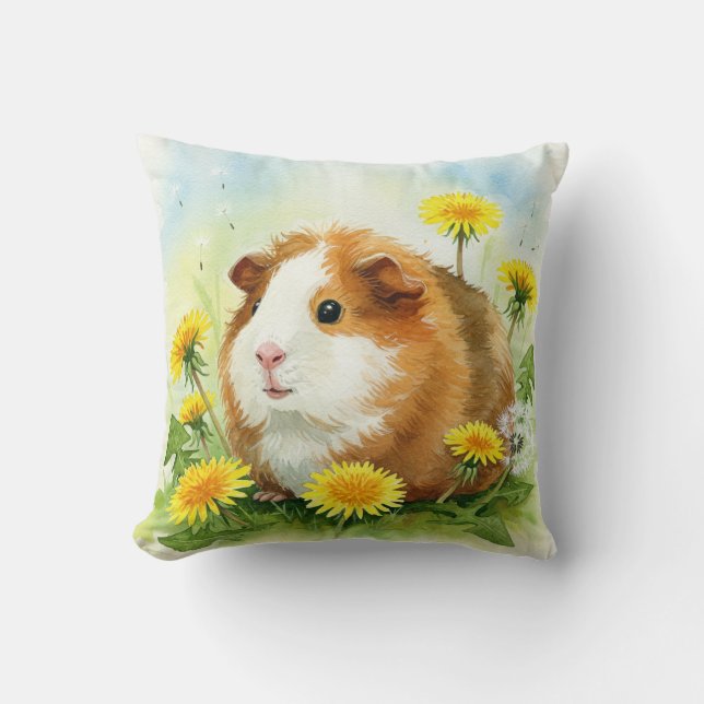 Guinée Cochon Cavia Cavy Dandelions Coussin (Recto)