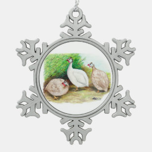 Guinee Fowl buiten Tin Sneeuwvlok Ornament