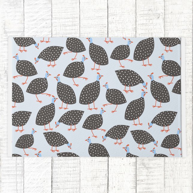 Guinee-Fowl Cute Bird Pattern Deurmat (Fun Guinea Fowl bird doormat)