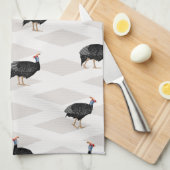 Guinee gevogelte vogel patroon geometrisch theedoek (Quarter Fold)