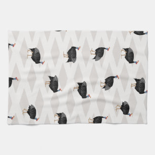 Guinee gevogelte vogel patroon geometrisch theedoek