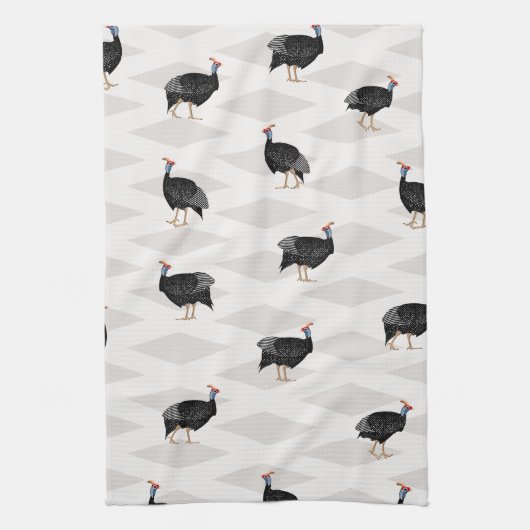 Guinee gevogelte vogel patroon geometrisch theedoek (Verticaal)