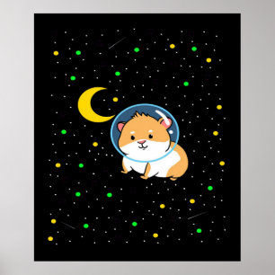 Guinee in de ruimte   Cute Astronomy Guinee Pig Poster