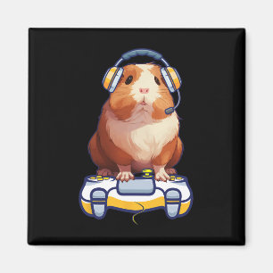 Guinee Pig En Video Gamer Lover Fluffy Cavy Gamer Magneet