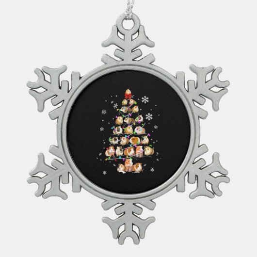 Guinee Pig Gift | Kerst-pastei Tin Sneeuwvlok Ornament (Voorkant)