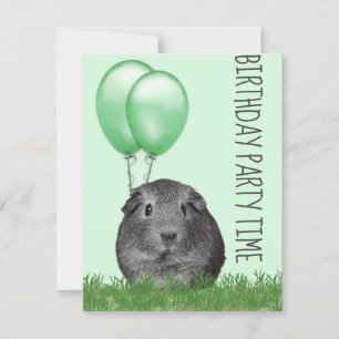 Guinee Pig Girly Groene Ballon Aangepaste Verjaard Kaart
