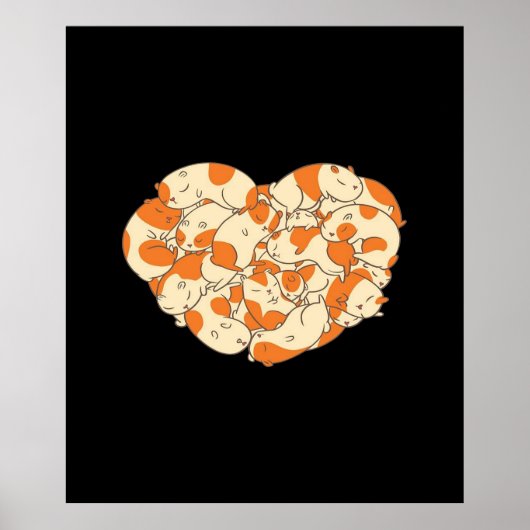 Guinee Pig Heart Love | Cute Baby Guinee Pig Poster (Voorkant)
