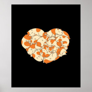 Guinee Pig Heart Love   Cute Baby Guinee Pig Poster