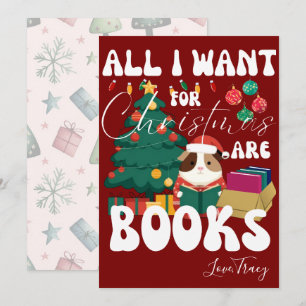 Guinee Pig lezen boek onder de kerstboom Feestdagenkaart