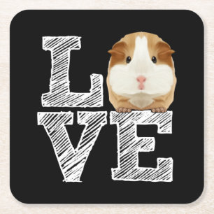 Guinee Pig Love Rodent Wheek Vierkante Kartonnen Onderzetter