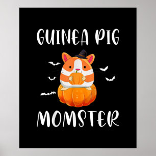 Guinee Pig Momster Pumpkin Monster Funny Halloween Poster