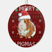 Guinee Pig Oegly met kerst Merry Pigmas Keramisch Ornament (Links)