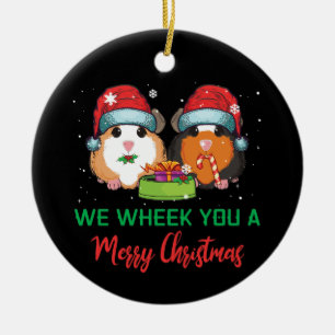 Guinee Pig Wheek je een prettige kerst Keramisch Ornament