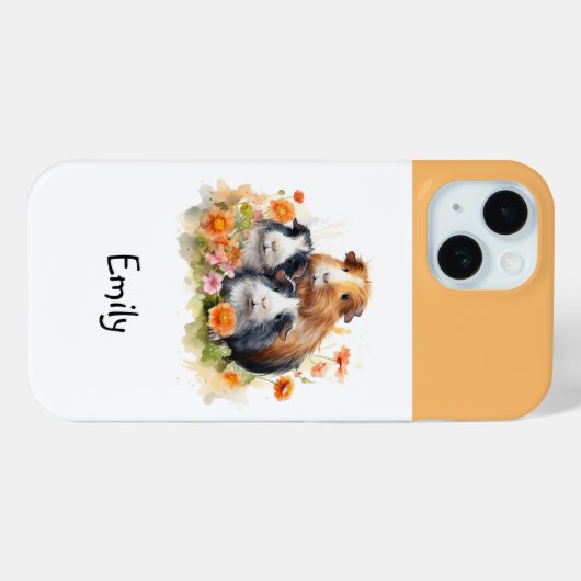 Guinee Pigs Flowers Schattige Whimsical gepersonal Case-Mate iPhone Case (Achterkant (horizontaal))