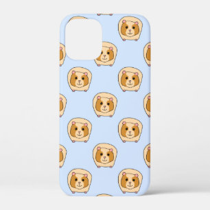 Guinee Pigs Pattern op Pastel Blue. iPhone 12 Mini Hoesje