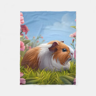 Guinee Pig's Pink Flower Paradise Fleece Deken
