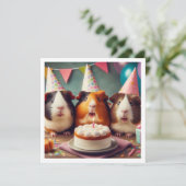 Guinée porcs mangeant gâteau invitation anniversai (Debout devant)