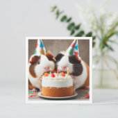 Guinée porcs mangeant gâteau invitation anniversai (Debout devant)