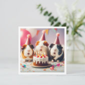 Guinée porcs mangeant gâteau invitation anniversai (Debout devant)