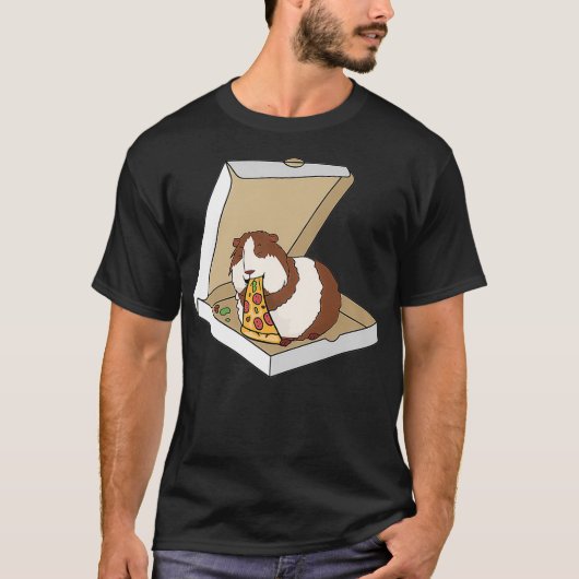 Guinee - Varkens eten Pizza Funny Pet Eigenaar Gif T-shirt (Voorkant)