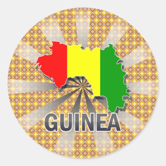 Guinee Vlag Kaart 2.0 Ronde Sticker (Voorkant)