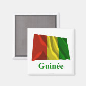 Guinese golfvlag met naam in het Frans Magneet (Voorkant / Achterkant)
