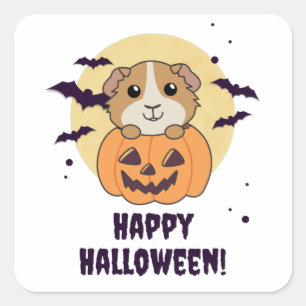 Guinese pompoen zoete dieren Happy Halloween Vierkante Sticker