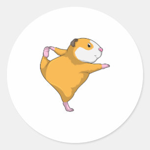 Guinese varken bij Yoga Stretching Ronde Sticker