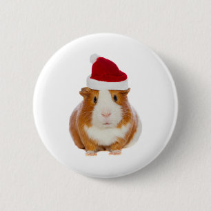 Guinese varken in het pet van Santa Ronde Button 5,7 Cm