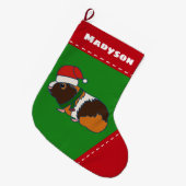 Guinese varken in Santa Hat gepersonaliseerd Grote Kerstsok (Voorkant (Hangend))