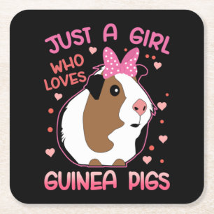 Guinese varken is gewoon een meisje dat van Guinee Vierkante Kartonnen Onderzetter
