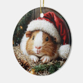 Guinese varken met een Santa Hat Keramisch Ornament (Links)