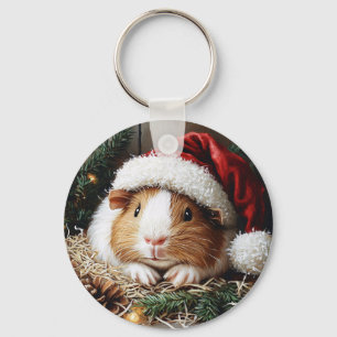 Guinese varken met een Santa Hat Sleutelhanger