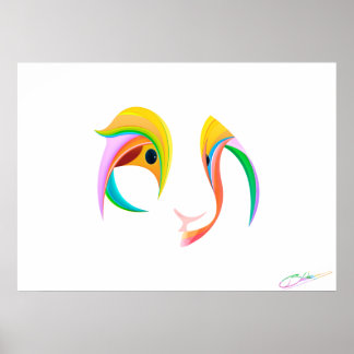 Guinese varken of twee vogels poster