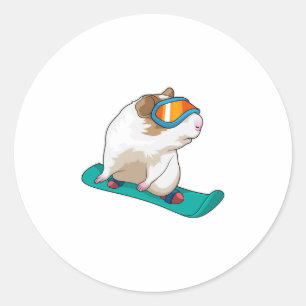 Guinese varken Snowboarder Ronde Sticker