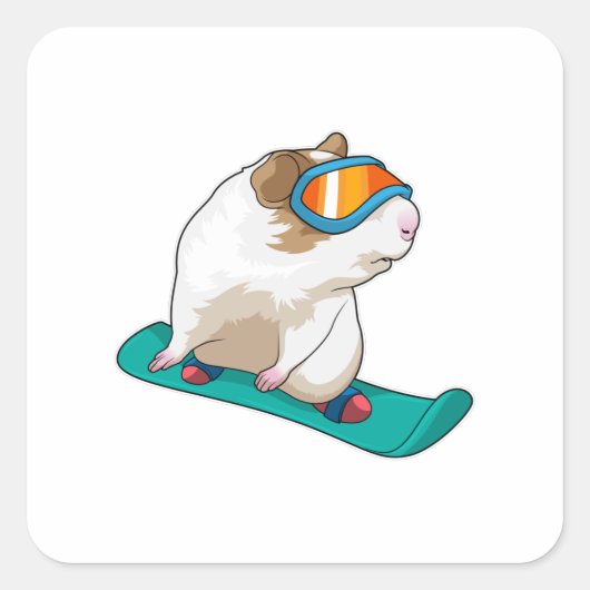 Guinese varken Snowboarder Vierkante Sticker (Voorkant)