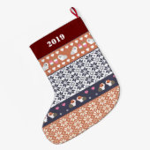 Guinese Varkens Fair Isle Pattern gepersonaliseerd Grote Kerstsok (Achterkant (Hangend))