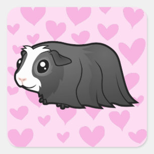Guinese varkensliefde (lang haar) vierkante sticker
