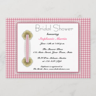 Guingan rose, dentelle, invitation de Fête de la