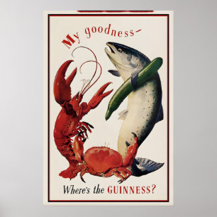 Guinness Zalm, Krab en Kreeft Posterprint Poster