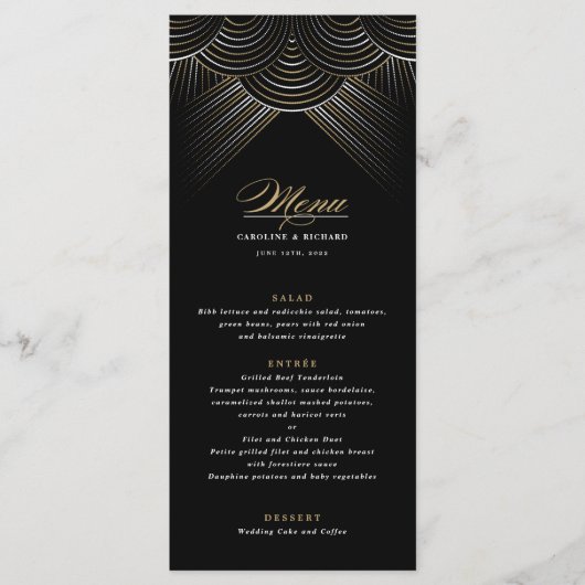 Guirlande Art Déco noire et dorée Menu plat (Devant)