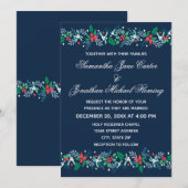 Guirlande bleue - Invitation de mariage (Devant / Derrière)