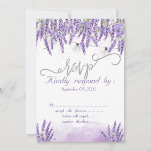 Guirlande de lumières lavande aquarelle Invitation
